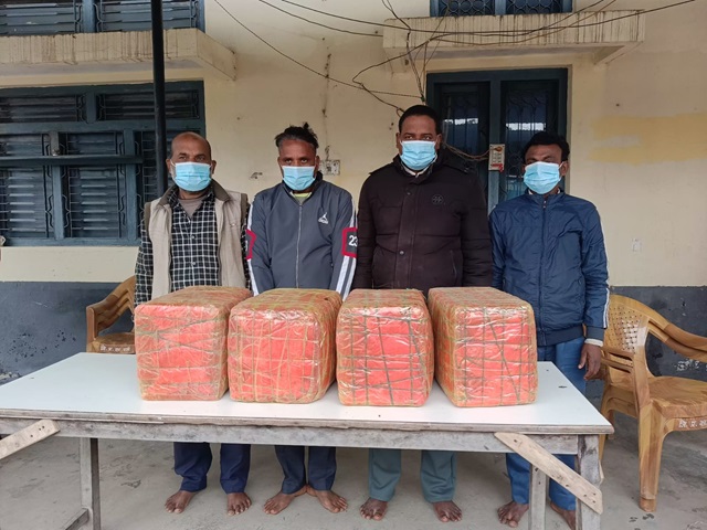 गाँजा सहित मियाँ , यादव सहित चारजना पक्राउ